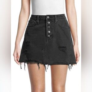 We The Free by Free People Black Denim Mini Skirt • Button‑Front High Rise (26)
